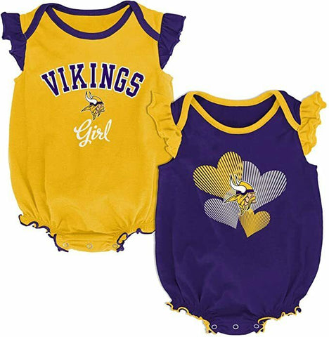 Outerstuff Minnesota Vikings 2 Pack Baby Girl Bodysuits