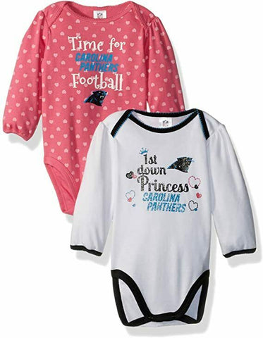 NFL Carolina Panthers Girls 2 Pack Long Sleeve Bodysuit