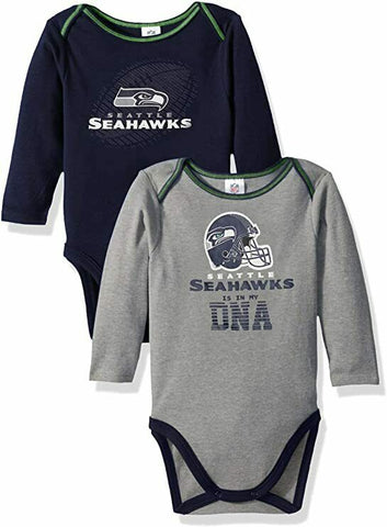 Gerber NFL Seattle Seahawks Boys 2 Pack Long Sleeve Creepers  3/6 Month
