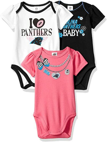 NFL Carolina Panthers Infant Girls 3 Pack Creeper Set