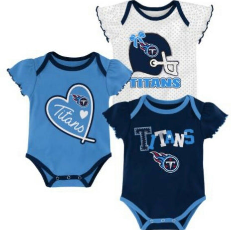 Outerstuff NFL Tennessee Titans Cutest Fan 3 Pack Onsie Creeper Baby Girl