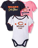 NFL Chicago Bears 3 Pack Girls Short Sleeve Bodysuits 0/3 Month