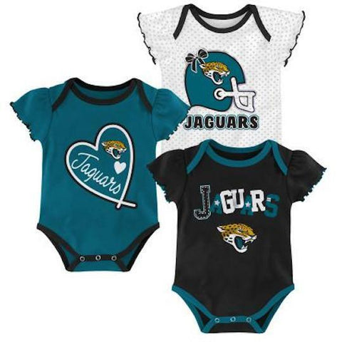 Outerstuff NFL Jacksonville Jaguars Cutest Fan 3 Pack Onsie Creeper Baby Girl