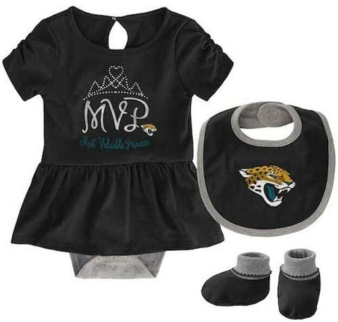 Outerstuff NFL Girls Jacksonville Jaguars MVP 3 Piece Creeper, Bib and Bodysuit