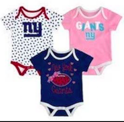 Outerstuff NFL New York Giants Cutest Fan 3 Pack Onsie Creeper Baby Girl