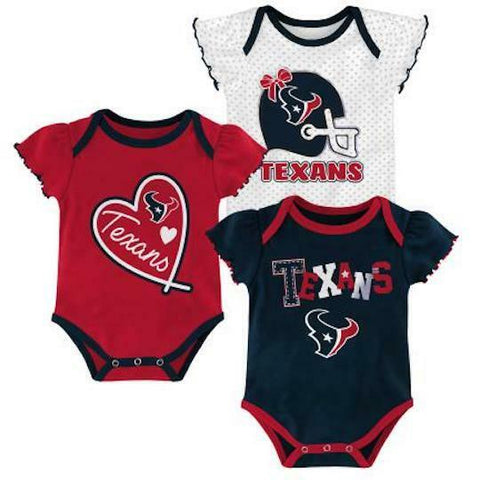 Outerstuff NFL Houston Texans Cutest Fan 3 Pack Onsie Creeper Baby Girl