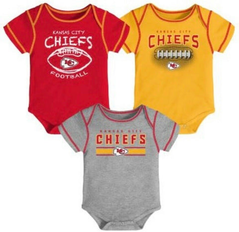 Outerstuff NFL Kansas City Chiefs 3 Pack Baby Bodysuit