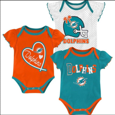 Outerstuff NFL Miami Dolphins Cutest Fan 3 Pack Onsie Creeper Baby Girl