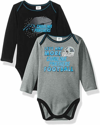 Gerber NFL Carolina Panthers Boys 2 Pack Long Sleeve Creepers