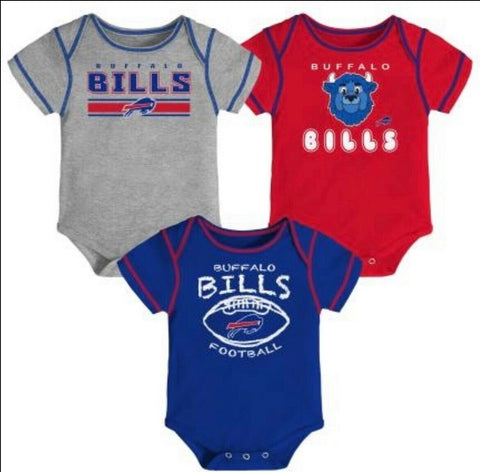 Outerstuff NFL Buffalo Bills Little Fan 3 Pack Baby Bodysuit