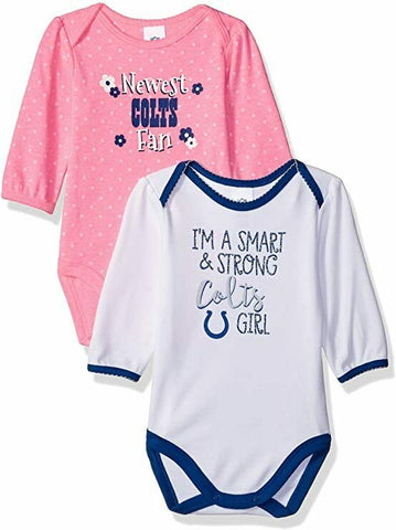 NFL Indianapolis Colts Girls 2 Pack Long Sleeve Bodysuit