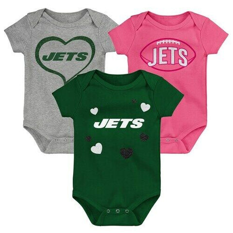 Outerstuff New York Jets 3 Pack Baby Girl Bodysuits