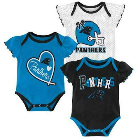 Outerstuff NFL Carolina Panthers Cutest Fan 3 Pack Onsie Creeper Baby Girl