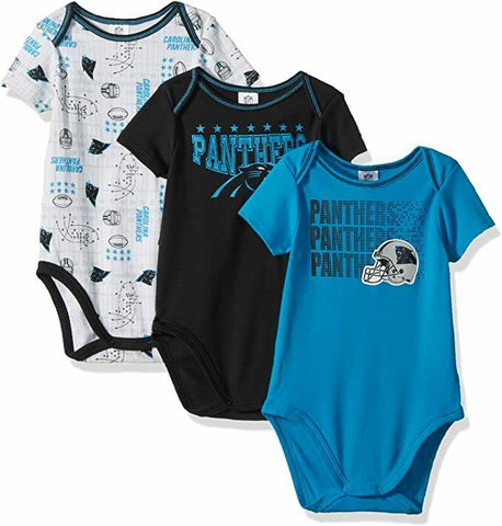 NFL Carolina Panthers Boys 3 Pack Short Sleeve Bodysuit 0-3 Month