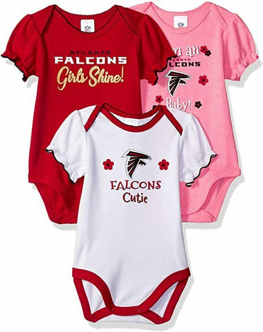 NFL Atlanta Falcons 3 Pack Girls Short Sleeve Bodysuits