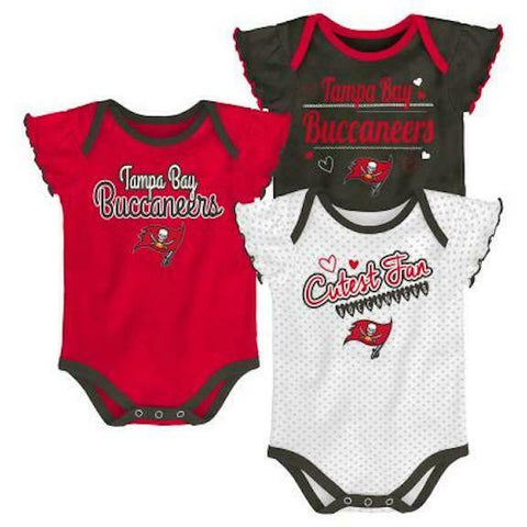 Outerstuff NFL Tampa Bay Buccaneers Girls 3 Pack Onsie Creeper Baby Girl