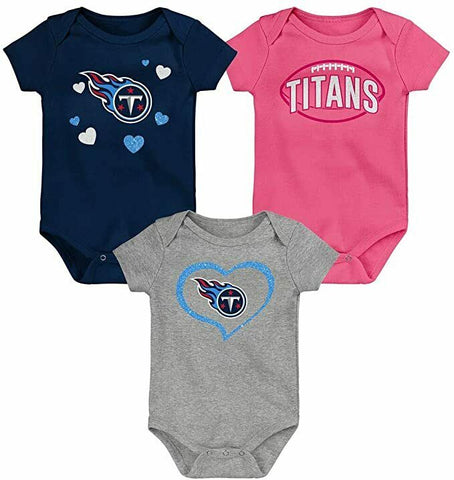 Outerstuff New Tennessee Titans Pink 3 Pack Baby Girl Bodysuits