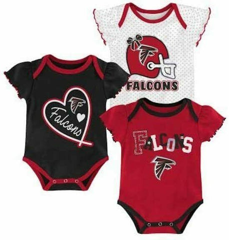 Outerstuff NFL Atlanta Falcons Cutest Fan 3 Pack Onsie Creeper Baby Girl