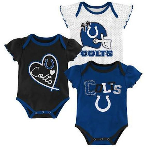 Outerstuff NFL Indianapolis Colts Cutest Fan 3 Pack Onsie Baby Girl 3/6 Month