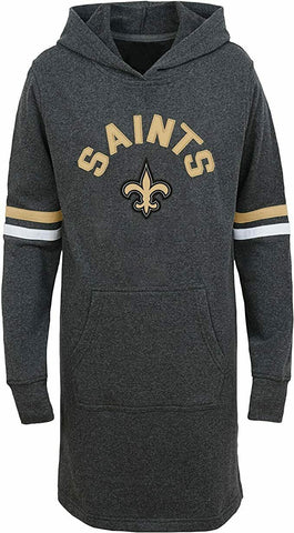 Outerstuff New Orleans Saints Girls' Jump Off Long Sleeve Hooded Tunic