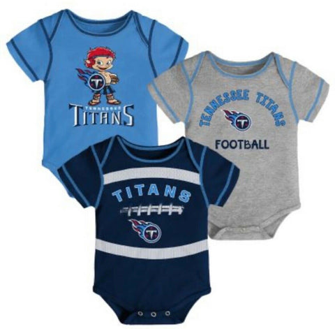 Outerstuff NFL Tennessee Titans Newest Fan 3 Pack Baby Bodysuit