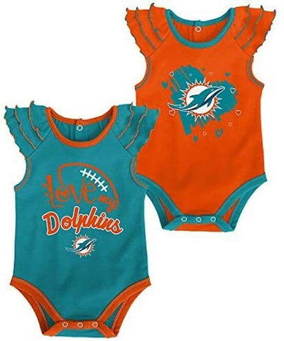 Outerstuff Miami Dolphins 2 Pack Baby Girl Bodysuits