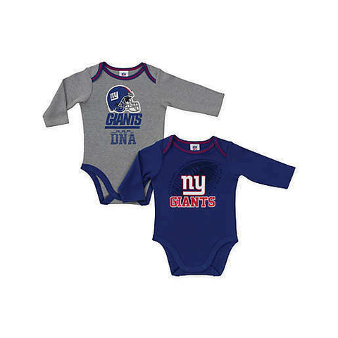 Gerber NFL New York Giants Boys 2 Pack Long Sleeve Creepers  0/3 Month