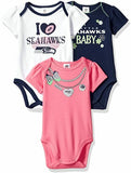 NFL Seattle Seahawks Girls 3 Pack Short Sleeve Bodysuit 0-3 Month