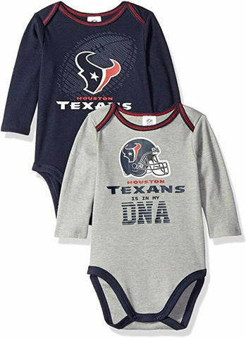 Gerber NFL Houston Texans Boys 2 Pack Long Sleeve Creepers