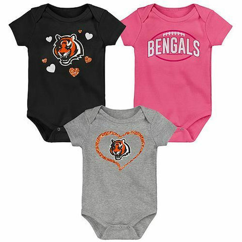 Outerstuff Cincinnati Bengals 3 Pack Baby Girl Bodysuits