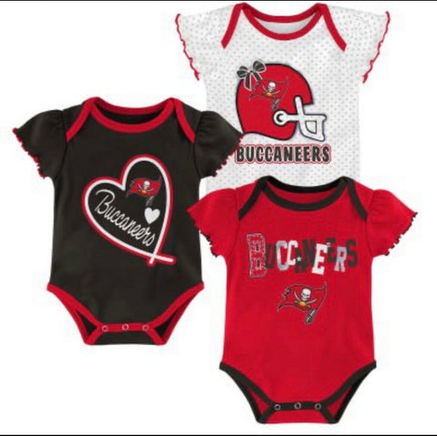 Outerstuff NFL Tampa Bay Buccaneers Cutest Fan 3 Pack Onsie Creeper Baby Girl