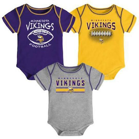 Outerstuff NFL Minnesota Vikings 3 Pack Baby Bodysuit