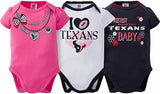 NFL Houston Texans Girls 3 Pack Short Sleeve Bodysuit 0-3 Month