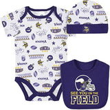 NFL Minnesota Vikings Infant Bodysuit Cap And Bib 3-6 Month